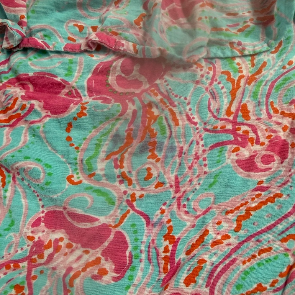 Lilly Pulitzer Ruffle tube Top in Aqua & Pink Jellyfish Print- size medium - Picture 4 of 4